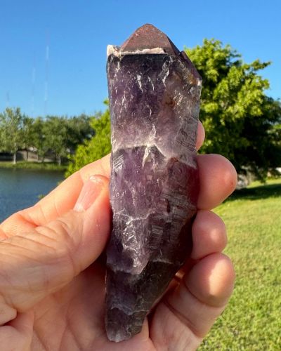 Auralite 23 Red Cap Crystal Wand Point 109 Grams 4.5 inches