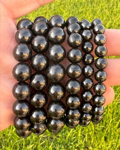 Shungite Round Bead Bracelet