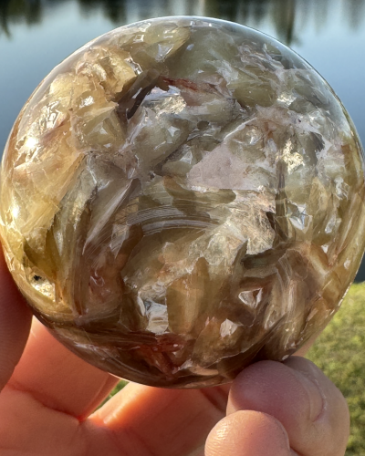 Golden LEPIDOLITE Lithium Mica Sphere 3″