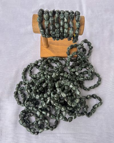 Grade AAA Seraphinite Smooth tumble Bracelet Size 12mm-14mm 7.5”