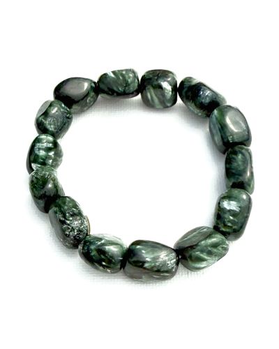 Grade AAA Seraphinite Smooth tumble Bracelet Size 12mm-14mm 7.5”
