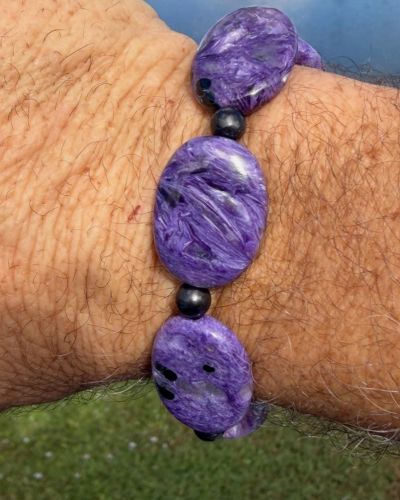 AA Grade Stunning Charoite Polished Oval Bracelets